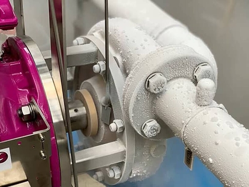 Frozen industrial pump pipe